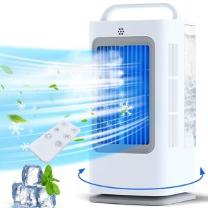 Portable Air Conditioners, 1700ml Evaporative Air Cooler with Remote, 120° Oscillating Mini Air Conditioner Portable with 3 Speeds & 1-7H Timer, Portable AC Unit for Bedroom...