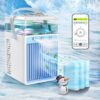 Portable Air Conditioners, 4 in 1 Rechargeable Mini Air Conditioner Evaporative Personal Cooler Humidifier with App Control, 800ML Mini AC Desktop Cooling Fan for Office Tent...