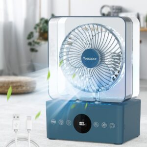 Portable Air Conditioners Cooling Fan with 3600mah battery, Quiet with 3 Speeds, 1000ml Evaporative Personal Air Conditioner Fan with Mist, 8H Timer, 4 LED mode, Small Air...