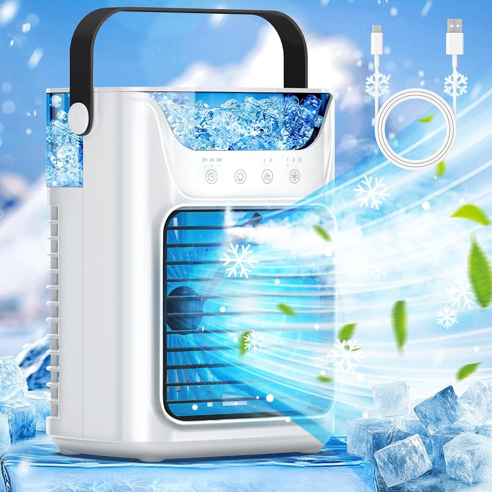 Portable Air Conditioners Fan, 3 Speed Fast Cooling Evaporative Air Cooler, LED Light Water Tank Personal Air Conditioner, USB Cooling Fan,HomeBedroom Portable Air Conditioners Fan, 3 Speed Fast Cooling Evaporative Air Cooler, LED Light Water Tank Personal Air Conditioner, USB Cooling Fan,HomeBedroom