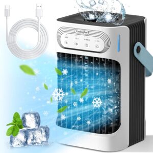 Portable Air Conditioners,Portable AC 3in1 Mini Air Conditioner 900ML Evaporative Air Cooler with 3 Cool Mist,3 Wind Speed,7 LED Lights,2-8H Timer AC Portable for...