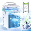 Portable Air Conditioners,Upgraded Evaporative Air Cooler 3 Wind Speed & LED Light Mini AC Cool Mist Personal Air Conditioner Cooling Fan for Office Room Tent Outdoor Blue