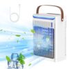 Portable Cooling Fan, 680ML Evaporative Cooling Fan with 5 Speed, 2 humidification, 7 Colors Light & 2-6H Timer, 3 IN 1 Freeze Fan for Bedroom, Office and Camping