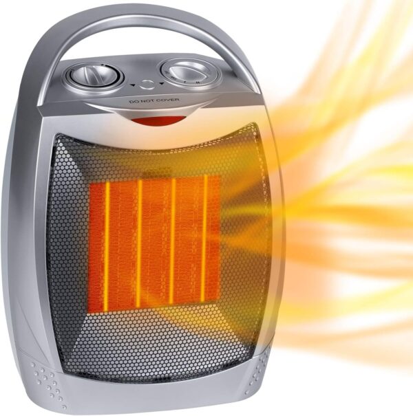 Portable Electric Space Heater 1500W/750W Personal Room Heater with Thermostat, Small Desk Ceramic Heater with Tip Over and Overheat Protection ETL Certified for Office Indoor...