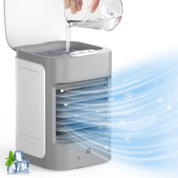 Portable Mini Air Conditioner,BIESQYA 3-in-1 Personal Small Ac Unit Cooler with Charge, 3 Speed USB Powered Desk Fan,7 Colors Light Swamp Evaporative Windowless Humidifier for...