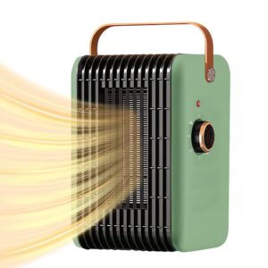 Portable Space Heater for Indoor Use 1500W PTC Electric Heater Fast Heating Ceramic Room Small Heater with Thermostat Heating and Fan Modes for Desk Office Bedroom Home (Green)