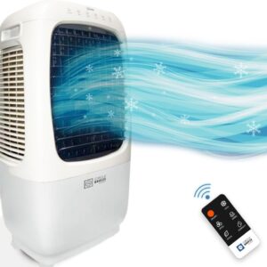 Powerful Evaporative Air Cooler Fan/Swamp Cooler - Enjoy Cool Comfort All Summer - 4 Speeds, Air Ionizer, Timer, Remote, 8 Gallon Tank, Indoor/Outdoor Use, Instant Cooling Relief