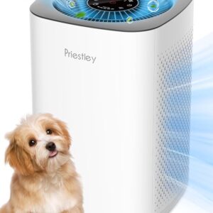 Priestley Air Purifier for Bedroom, Home, Dorm Up to 1100Ft², Smart WiFi and Timers, 3-in-1 Air Filter with HEPA Sleep Mode, Remove Dust Smoke Pollutants Odor Pet Dander