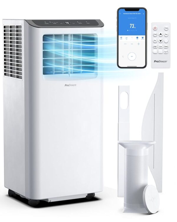Pro Breeze 4 in 1 Portable Air Conditioner for Room 10000 BTU 450SqFt Air Conditioning Unit, Smart Air Conditioner with Fan, Dehumidifier, Night, Timer, Window Venting Kit, Wifi...
