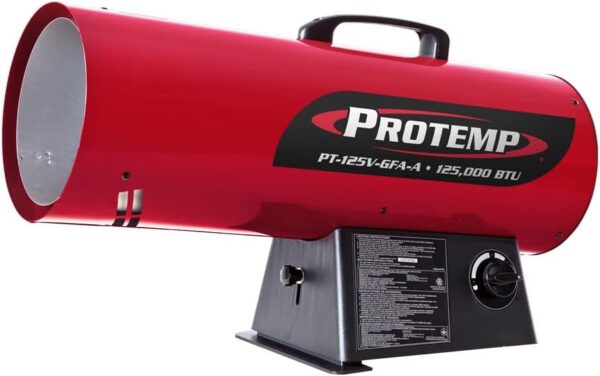 ProTemp 125,000 BTU LP Propane Heater | For Warehouses, Garages, Barns and Workshops up to 3125 Sq feet (PT-125V-GFA-A)