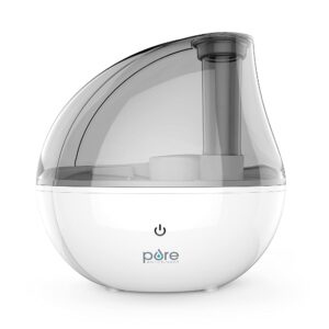 Pure Enrichment MistAire Silver Ultrasonic Cool Mist Humidifier for Bedroom, Office, Nursery & Indoor Plants - Lasts Up to 25 Hours, Whisper-Quiet Operation, Optional Night...