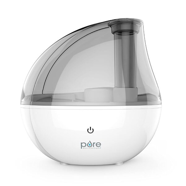 Pure Enrichment MistAire Silver Ultrasonic Cool Mist Humidifier for Bedroom, Office, Nursery & Indoor Plants - Lasts Up to 25 Hours, Whisper-Quiet Operation, Optional Night...