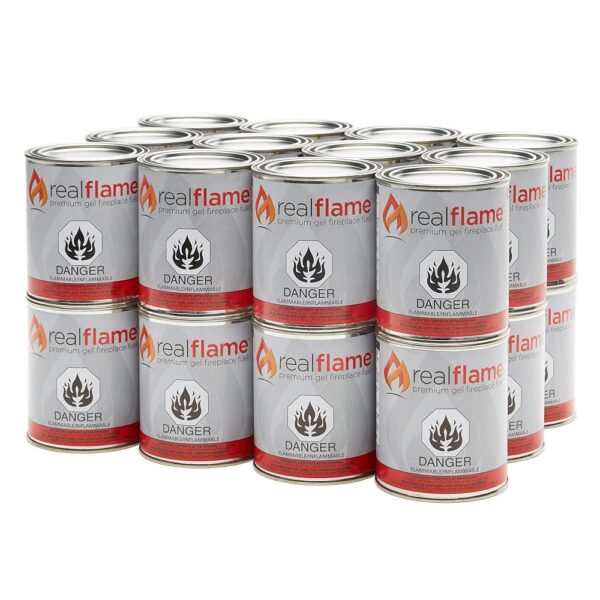 Real Flame Gel Fuel Cans - 24-Pack - Gelled Isopropyl Alcohol for Indoor or Outdoor Fireplaces