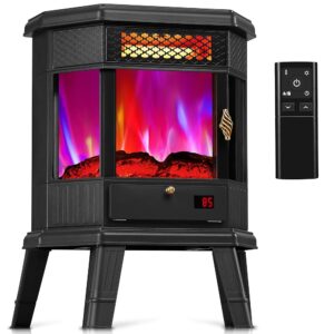 RealSmart Electric Fireplace Heater 22 in Freestanding Fireplace Stove Infrared Quartz Fireplace for Idoor Use with 3D Flame Effect Remoted Control, Timer, Overheating...