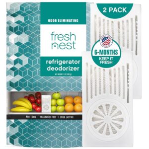 Refrigerator Deodorizer with Zeolites (2-Pack) - Odor Eliminator for Fridge & Freezer - Outshines Baking Soda and Bamboo Charcoal Bags - Long-Lasting, & Safe