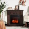 RELAX4LIFE 32-inch Electric Fireplace with Mantel - 1400W Fireplace Insert w/3 Flame Brightness, 6H Timer, Overheat Protection, Remote Control, Wood Surround Firebox with...