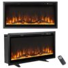 RELAX4LIFE 36’’ Electric Fireplace Recessed & Wall-Mounted - Freestanding Fireplace Heater w/Adjustable Log Flame, 8H Timer, Remote Control, 750W/1500W Ultra-Thin Linear...