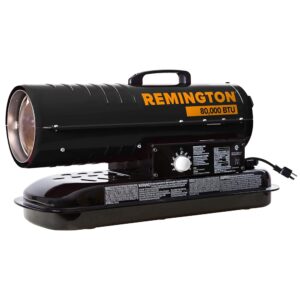 Remington 80,000 BTU Kerosene/Diesel Heater | For Warehouses, Construction, Garages, Barns and Workshops REM-80T-KFA-B)