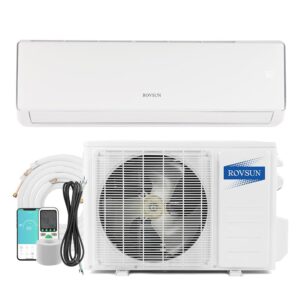 ROVSUN 11000 BTU Wifi Enabled Mini Split Air Conditioner & Heater, 17 SEER2 115V Inverter Ductless Wall AC Unit with Pre-Charged Condenser, Heat Pump & Installation Kit