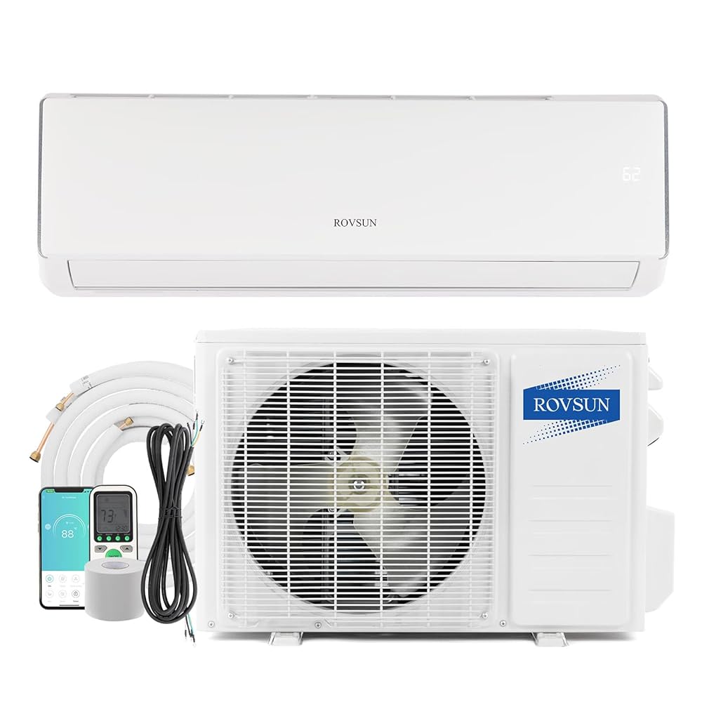 ROVSUN 11000 BTU Wifi Enabled Mini Split Air Conditioner & Heater, 17 SEER2 115V Inverter Ductless Wall AC Unit with Pre-Charged Condenser, Heat Pump & Installation Kit ROVSUN 11000 BTU Wifi Enabled Mini Split Air Conditioner & Heater, 17 SEER2 115V Inverter Ductless Wall AC Unit with Pre-Charged Condenser, Heat Pump & Installation Kit