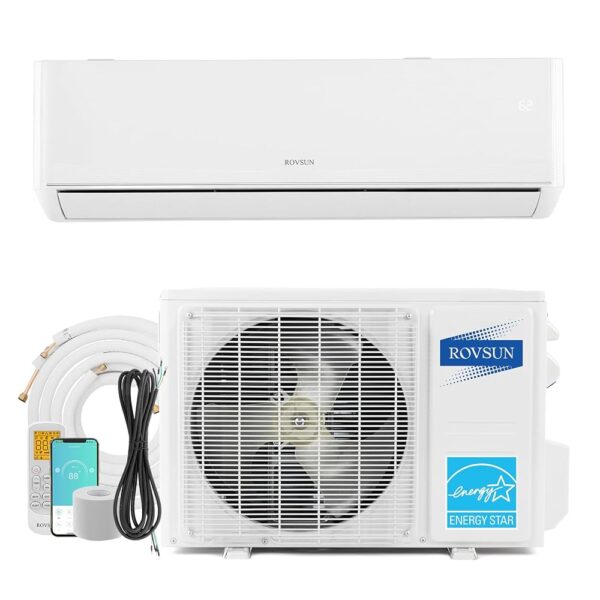 ROVSUN 9,000 BTU WIFI Enabled 23 SEER Mini Split AC/Heating System with Inverter, 115V Ductless Split Air Conditioner with Pre-Charged Condenser, Heat Pump & Installation Kit,...