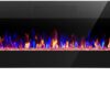 R.W.FLAME 60" Recessed and Wall Mounted Electric Fireplace, Low Noise, Remote Control with Timer, Touch Screen, Adjustable Flame Color and Speed, 750-1500W