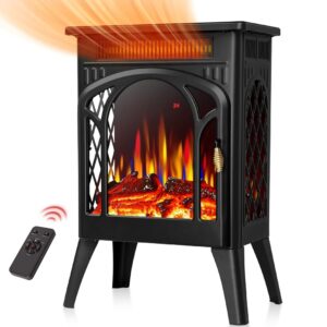 R.W.FLAME Electric Fireplace Heater 17" with Remote Control, Cathedral Stylish, Different Flame Effects and Log Set Colors, Adjustable Brightness and Heating Mode, Overheating...