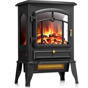 R.W.FLAME Electric Fireplace Stove Heater with Thermostat Control, 15" Cathedral Stylish Small Fireplace Heater, 3D Realistic Flame Effects, Adjustable Heating Mode, Overheating...