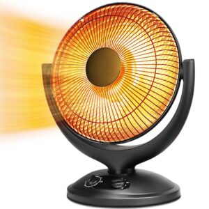 R.W.FLAME Radiant Electric Space Heater with Thermostat and Timer, 800W/400W Portable Dish Heaters for Indoor Use, Overheat and Tip Over Protection, Quiet Heater Fan for Bedroom...