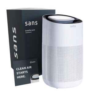 Sans HEPA 13 Air Purifier - White - 1560ft² Ultra-Quiet Home Air Purifier, Pre-Filter, Activated Carbon, UV-C Light, Protect from Odors, Smoke, Pollutants, Allergens, Dust,...