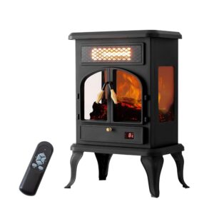 Selectric Electric Fireplace Heater with Remote ,22.4" Freestanding Portable Infrared Fireplace Heater with 3-Sides Realistic Flame for Indoor Use, Overheating and Tip-Over...