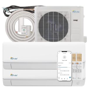 Senville SENA-18HF/D Dual Zone Mini Split Air Conditioner Heat Pump, 18000 BTU, Works with Alexa, White