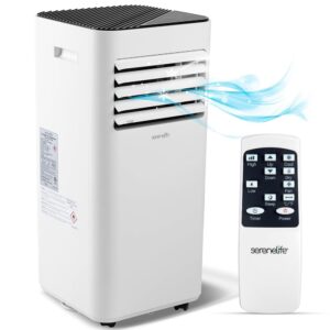 SereneLife SLPAC180W Portable Conditioner-3-in-1 Compact Standing Air Conditioner for Room Up to, Floor AC Unit with Remote Control, Universal Casters, Window Mount Kit