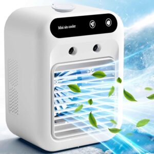 Small Portable Air Conditioner, Portable Room Air Conditioners, Mini Air Conditioner, 3-In-1 Air Cooler With Dual Fog Setting And Powerful Wind Speed, Portable Air Coolers For...