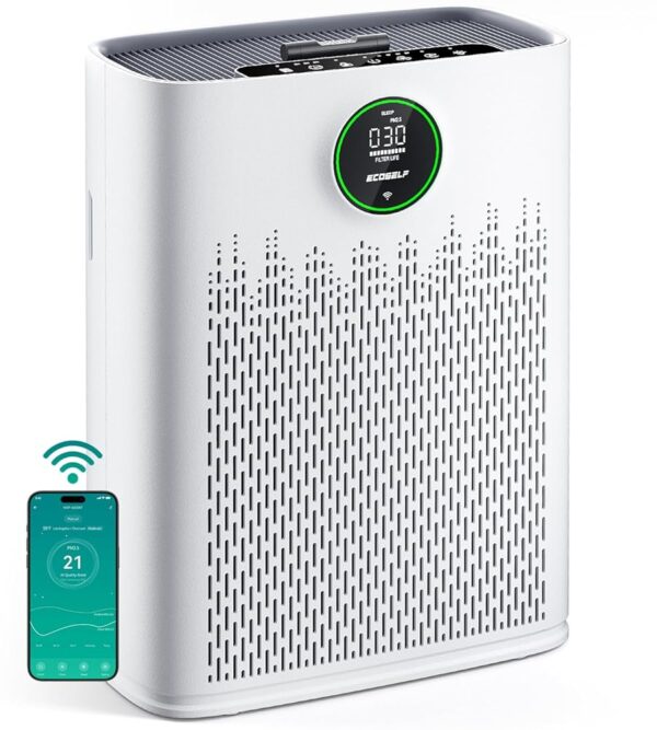Smart Air Purifier for Home Large Rooms, with WiFi Control, Smart Mode, AQI Display, 22dB Sleep Mode & Aromatherapy, Covers Up to 1295 Ft² with 2X-Power Filtration, HAP603,...