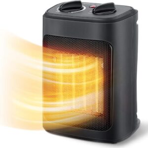 Space Heater, 1500W Electric Heaters Indoor Portable with Thermostat, PTC Fast Heating Ceramic Room Small Heater with Heating and Fan Modes for Bedroom, Office and Indoor Use