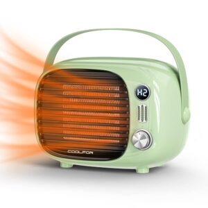 Space Heater,Fast Heating Desk Heater with Temperature Control,800W/500W Safe and Quiet Ceramic Heater fan for Home Bedroom Office Desk Indoor Use(Green)