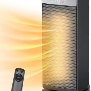 Sunnote Space Heater for Indoor Use, 1500W Fast Heating, Electric & Portable Ceramic Heaters with Thermostat, 5 Modes, 24Hrs Timer, 80°Oscillating Room Heater with Remote, Safe...