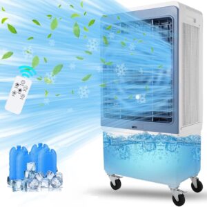 Swamp Cooler, 3500CFM Evaporative Air Cooler with 13.2 Gallon Water Tank and 4 Ice Packs, 12H Timer, 3 Modes & Wind Speeds for Outdoor Indoor Use