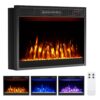 Tangkula 23” Electric Fireplace, 5,000 BTU Fireplace Insert with Remote Control, Crystal Stones, Adjustable Flame Color & Brightness, 1-8H Timer, Thermostat & Overheat Protection