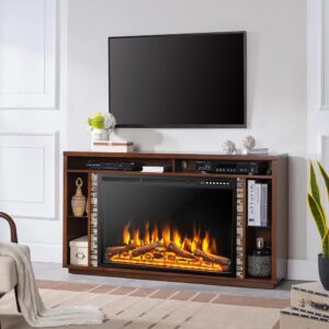 Tangkula 37 Inches Electric Fireplace Inserts, 5100 BTU Recessed or Freestanding Fireplace Heater with 4 Flame Colors, 4 Log Colors,Touch Screen, Remote Control, Overheat...