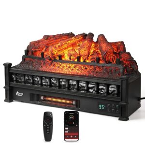 TURBRO Eternal Flame 26 in. WiFi Infrared Quartz Electric Fireplace Log Heater with Sound Crackling, Realistic Pinewood Logs, Adjustable Flame Colors, Remote Control,...