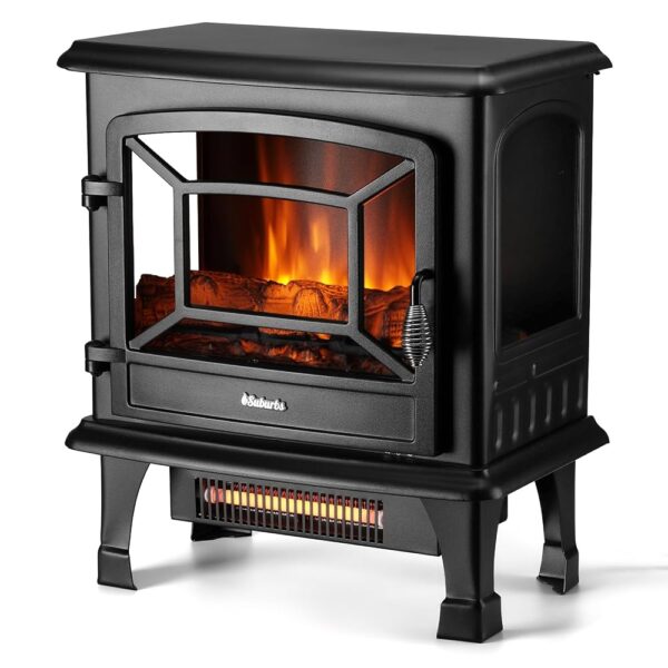 TURBRO Suburbs 20 in. Electric Fireplace Infrared Heater with Crackling Sound, Freestanding Fireplace Stove with Realistic Flame Effect, CSA Certified, Overheating Protection,...