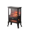 TURBRO Suburbs TS17Q Infrared Electric Fireplace Stove, 19" Freestanding Stove Heater with 3-Sided View, Realistic Flame, Overheating Protection, CSA Certified, for Small...