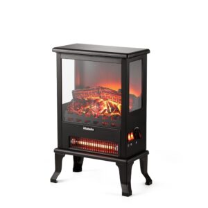 TURBRO Suburbs TS17Q Infrared Electric Fireplace Stove, 19" Freestanding Stove Heater with 3-Sided View, Realistic Flame, Overheating Protection, CSA Certified, for Small...