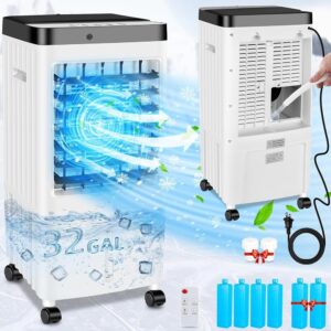 Upgraded Air Conditioner 2024, Portable Air Conditioners,3 IN 1 Swamp Cooler,Ac Unit with Extra LargeGal Water Tank,Timer,3 Speeds,70° Oscillation,Air Cooler for Room