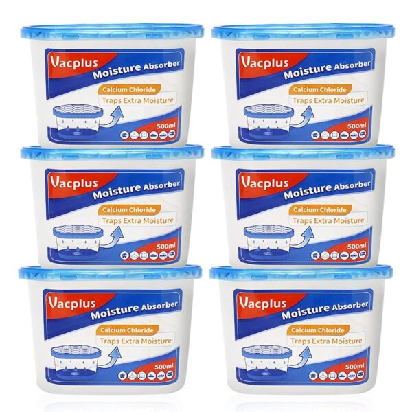 Vacplus Moisture Absorbers 6 Pack, 10.5 Oz Portable Humidity Absorber Boxes for Your Bathroom, Closet & Car, Dehumidifier and Odor Eliminator with Fragrance Free for Fresher...