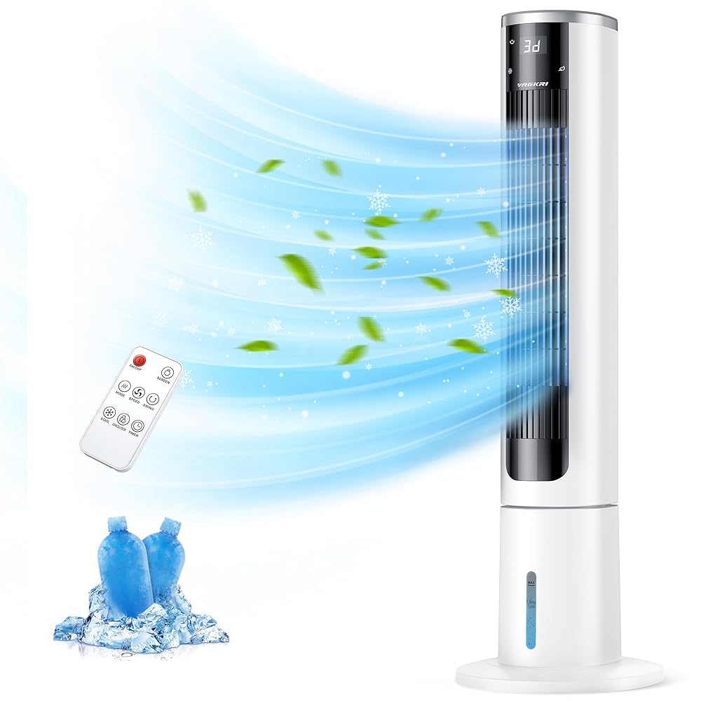 VAGKRI Evaporative Air Cooler, 80° Oscillation Swamp Cooler with Ice Packs, Air Cooler with Remote Control, 24H Timer, 3 Wind Speeds & 4 Modes for Indoor Use VAGKRI Evaporative Air Cooler, 80° Oscillation Swamp Cooler with Ice Packs, Air Cooler with Remote Control, 24H Timer, 3 Wind Speeds & 4 Modes for Indoor Use