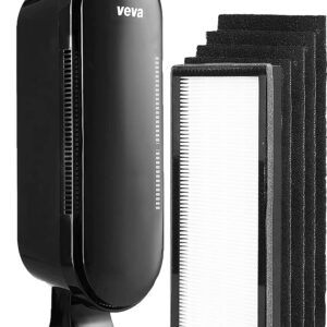 VEVA 8000 Black Air Purifier for Home, Pets Hair, Dander, Large Room, 325 Sq Ft., HEPA Filter & 4 Premium Activated Carbon Pre Filters Removes Allergens, Smoke, Dust, Pet & Odor...