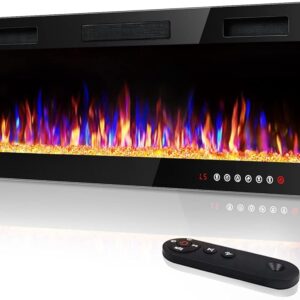 Vitesse 60 inch Ultra-Thin Electric Fireplace in-Wall Recessed and Wall Mounted Fireplace Heater,Linear Fireplace with Multicolor Flame,Timer,Low Noise,750/1500W,Touch Screen &...